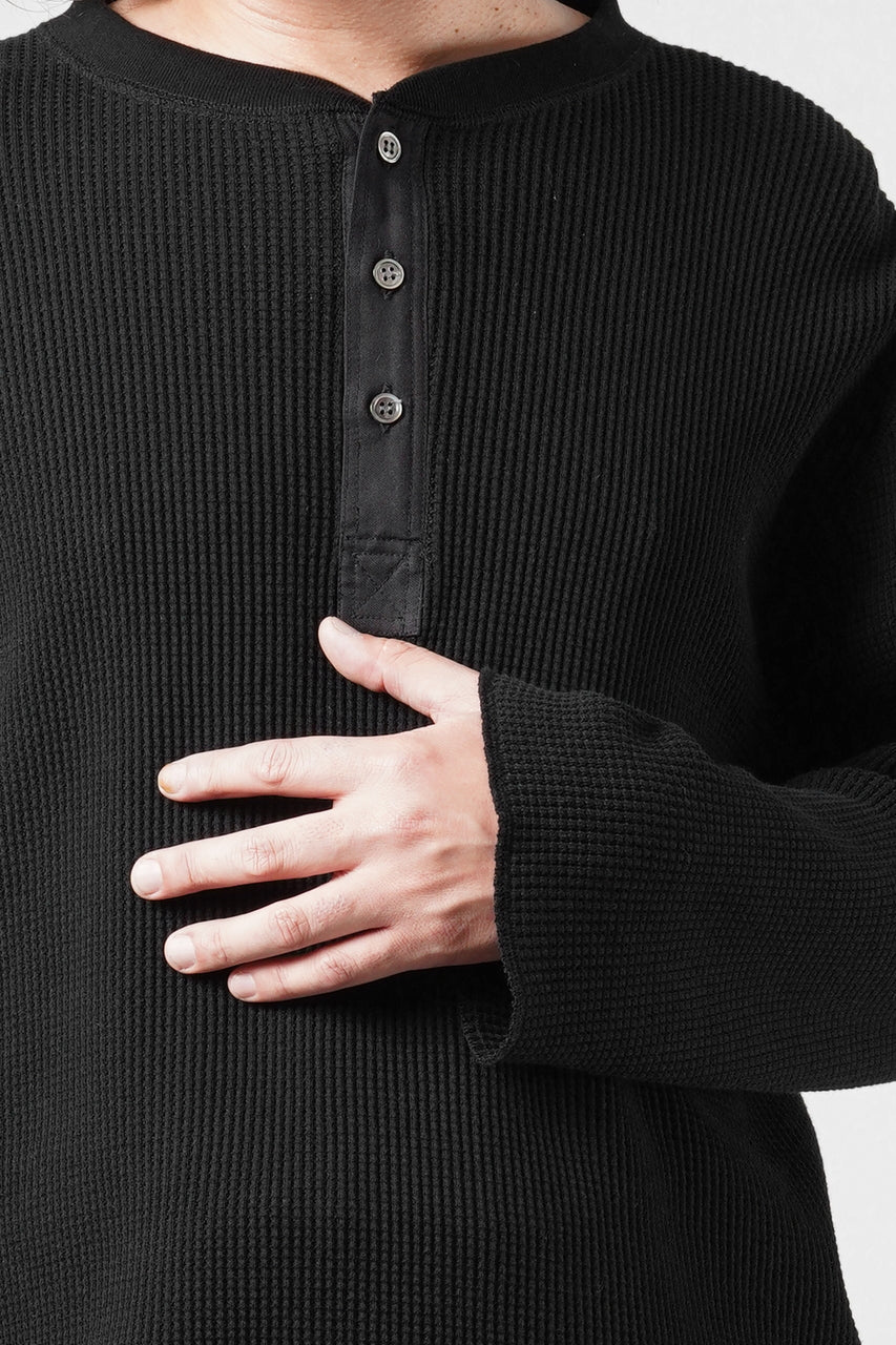 画像をギャラリービューアに読み込む, SEVEN LEATHERS WAFFLE HENLEY LONG SLEEVE TOPS (BLACK)