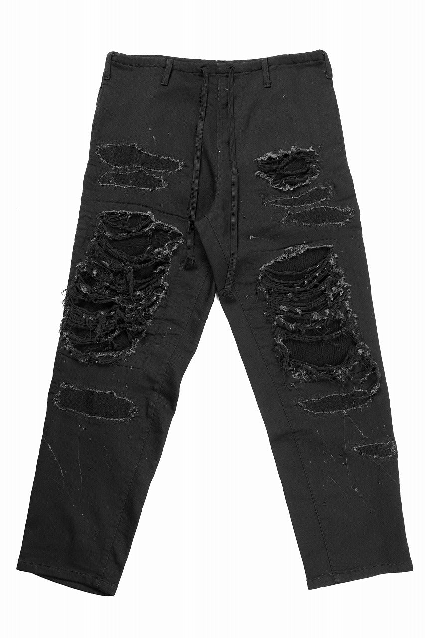 画像をギャラリービューアに読み込む, 【SAMPLE SALE】A.F ARTEFACT WIDE FIT PANTS / DISTRESSED KNIT DENIM (BLACK)
