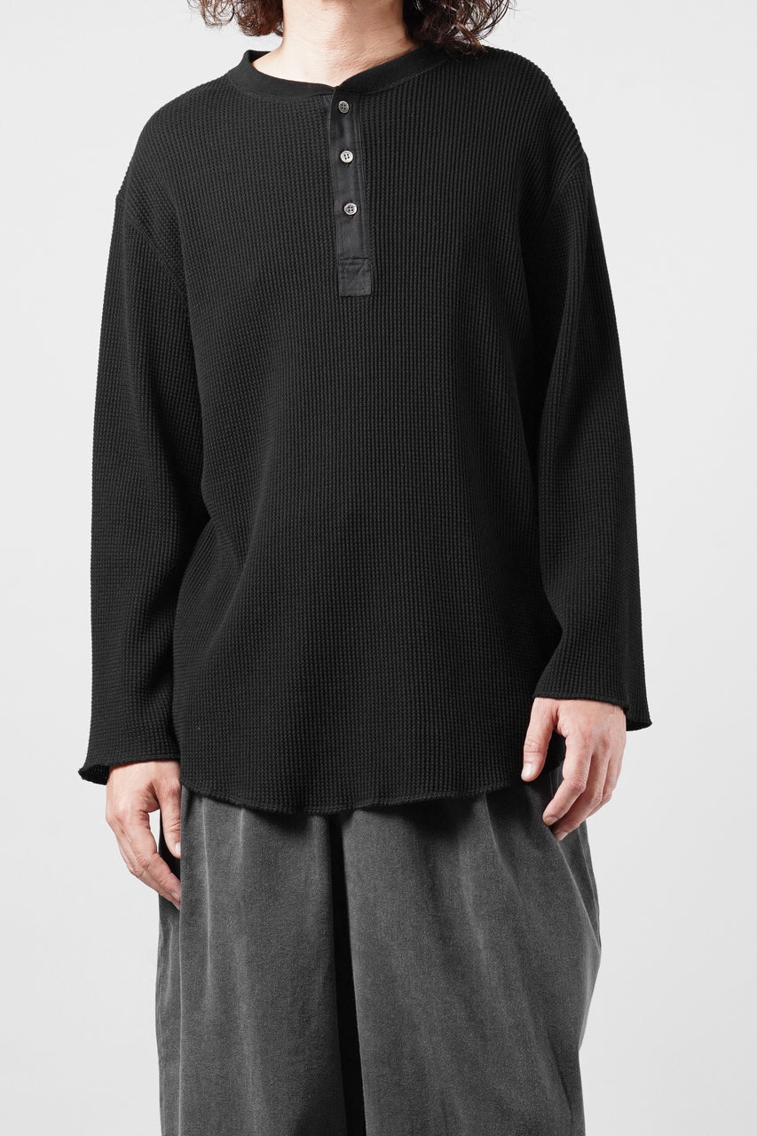 画像をギャラリービューアに読み込む, SEVEN LEATHERS WAFFLE HENLEY LONG SLEEVE TOPS (BLACK)