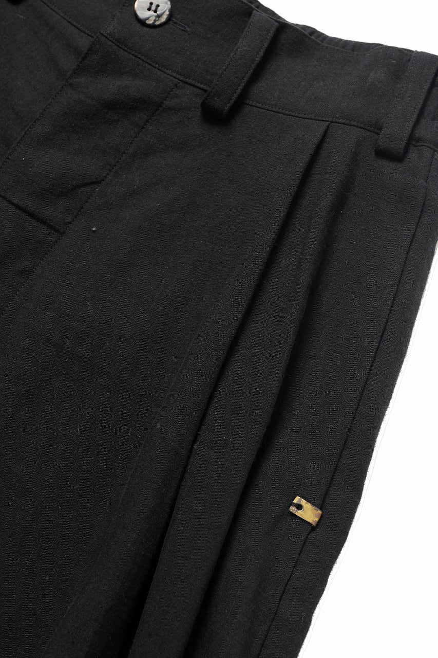 画像をギャラリービューアに読み込む, 【SAMPLE SALE】vital tuck volume low crotch cuffs pants / soft linen silk (BLACK)