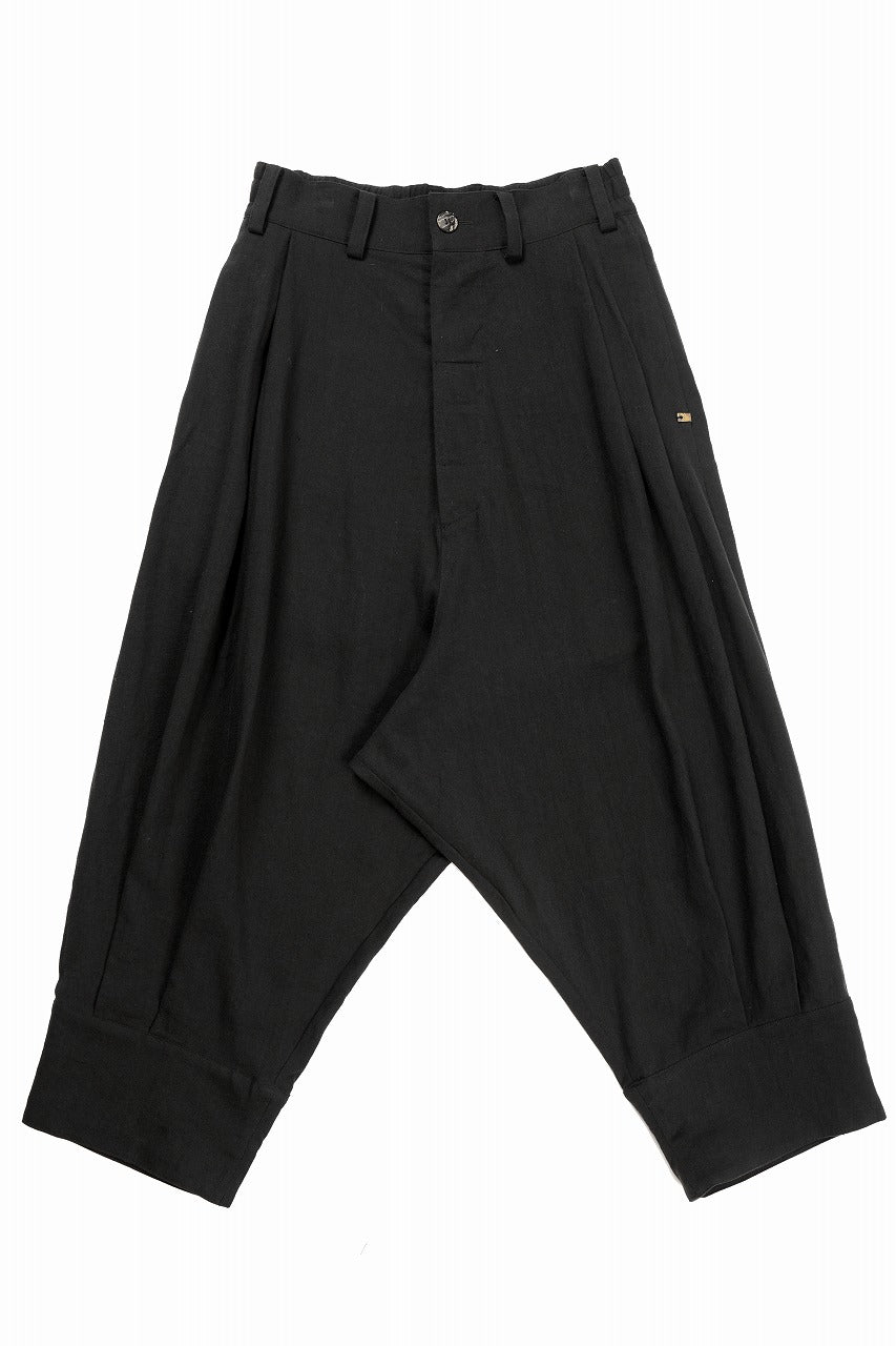 画像をギャラリービューアに読み込む, 【SAMPLE SALE】vital tuck volume low crotch cuffs pants / soft linen silk (BLACK)