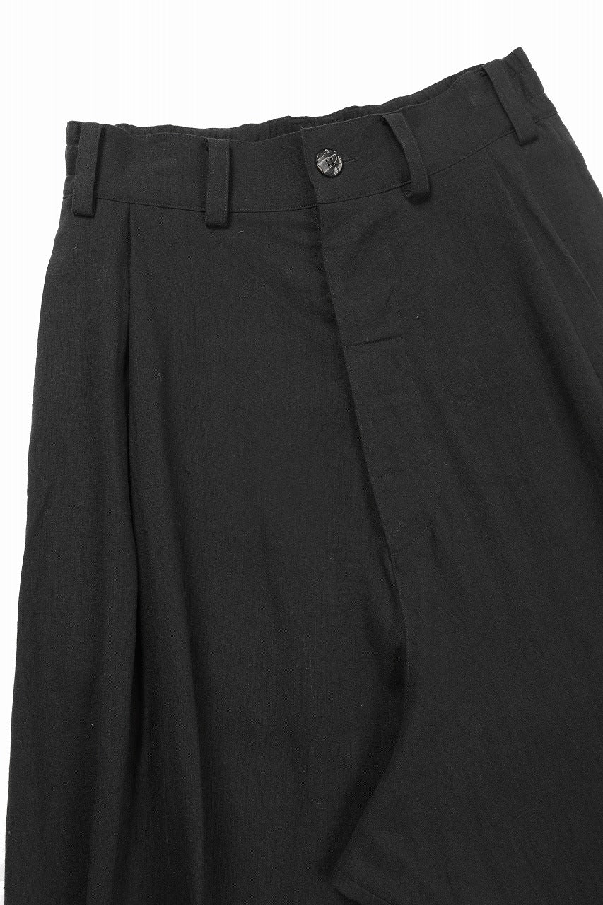 画像をギャラリービューアに読み込む, 【SAMPLE SALE】vital tuck volume low crotch cuffs pants / soft linen silk (BLACK)