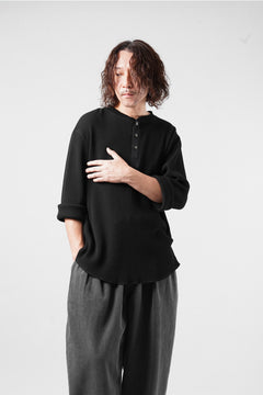 画像をギャラリービューアに読み込む, SEVEN LEATHERS WAFFLE HENLEY LONG SLEEVE TOPS (BLACK)