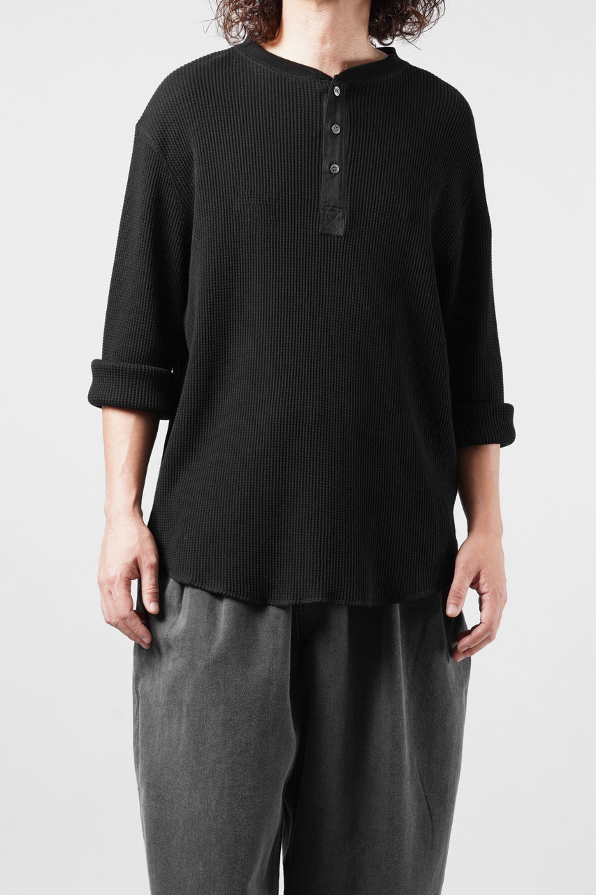 画像をギャラリービューアに読み込む, SEVEN LEATHERS WAFFLE HENLEY LONG SLEEVE TOPS (BLACK)