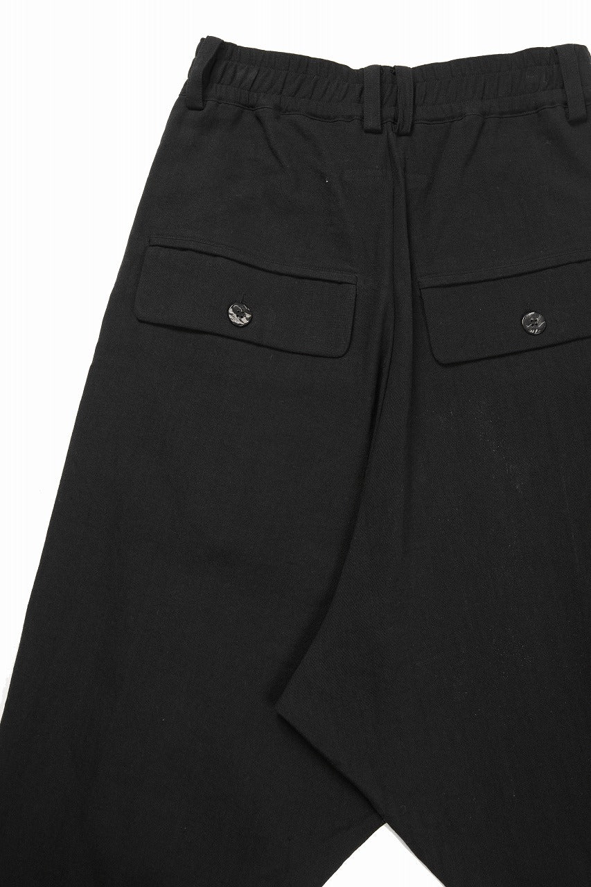 画像をギャラリービューアに読み込む, 【SAMPLE SALE】vital tuck volume low crotch cuffs pants / soft linen silk (BLACK)