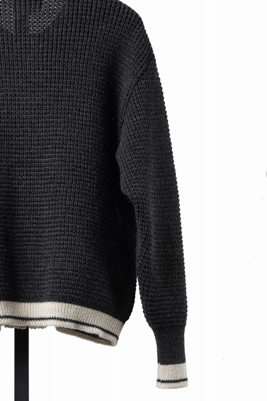 画像をギャラリービューアに読み込む, LASTMAN CHAMPS KNIT CARDIGAN (BLACK)