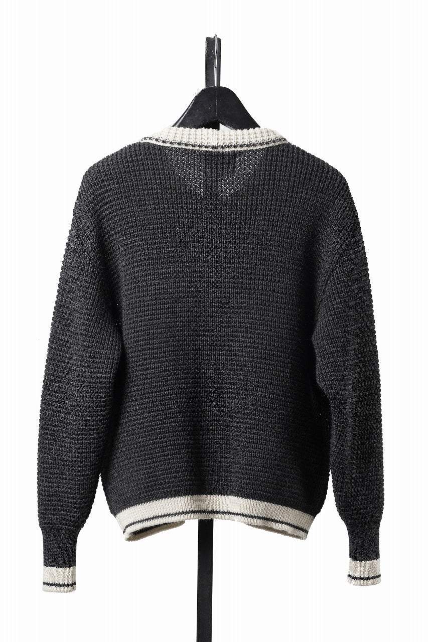 画像をギャラリービューアに読み込む, LASTMAN CHAMPS KNIT CARDIGAN (BLACK)