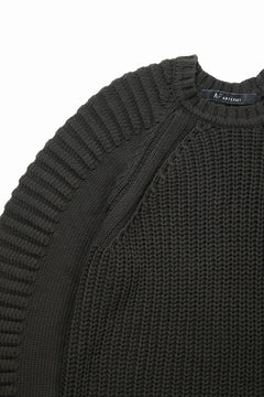 画像をギャラリービューアに読み込む, 【SAMPLE SALE】A.F ARTEFACT LOWGAUGE CABLE KNIT PULLOVER LADDER-SLEEVE (KHAKI)
