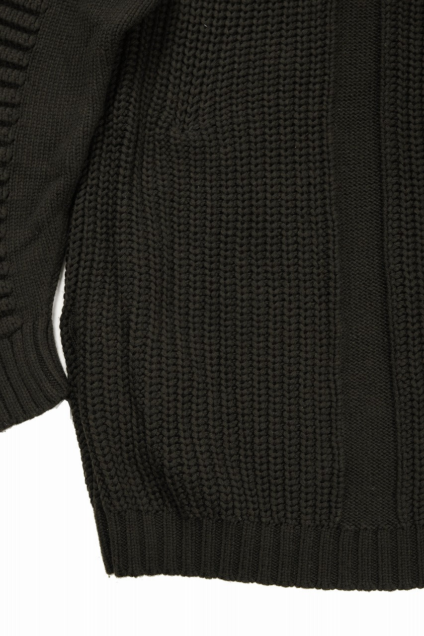 画像をギャラリービューアに読み込む, 【SAMPLE SALE】A.F ARTEFACT LOWGAUGE CABLE KNIT PULLOVER LADDER-SLEEVE (KHAKI)