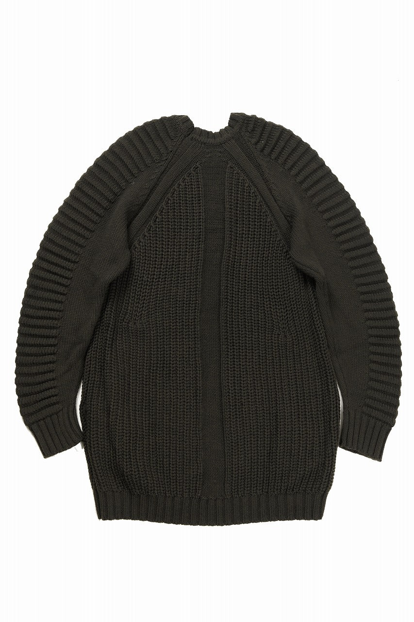 画像をギャラリービューアに読み込む, 【SAMPLE SALE】A.F ARTEFACT LOWGAUGE CABLE KNIT PULLOVER LADDER-SLEEVE (KHAKI)