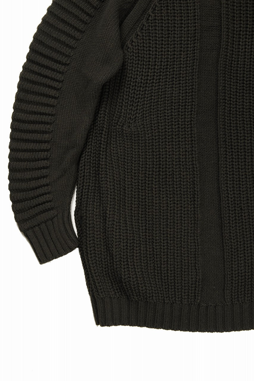 画像をギャラリービューアに読み込む, 【SAMPLE SALE】A.F ARTEFACT LOWGAUGE CABLE KNIT PULLOVER LADDER-SLEEVE (KHAKI)