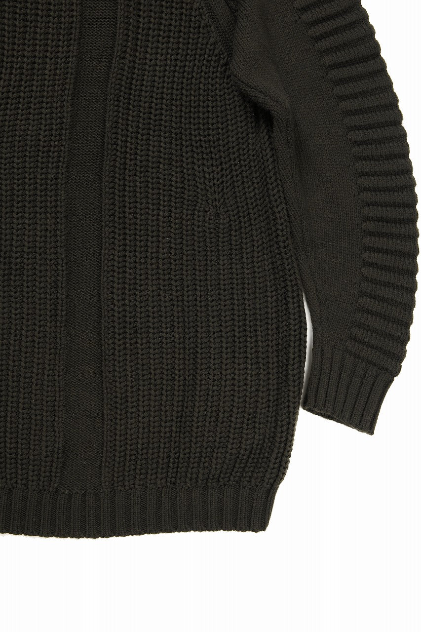 画像をギャラリービューアに読み込む, 【SAMPLE SALE】A.F ARTEFACT LOWGAUGE CABLE KNIT PULLOVER LADDER-SLEEVE (KHAKI)