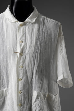 画像をギャラリービューアに読み込む, KLASICA "SH-052" BACK FLAP H/S SHIRTS with BIG POCKETS / TRANSLUCENT VINTAGE FACE WEAVE (WHITE)