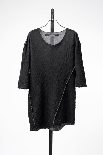 【SAMPLE】A.F ARTEFACT EXPOSED SEAM RAW EDGE T-SHIRT / DOUBLEFACE BONDED JERSEY (BLACK)