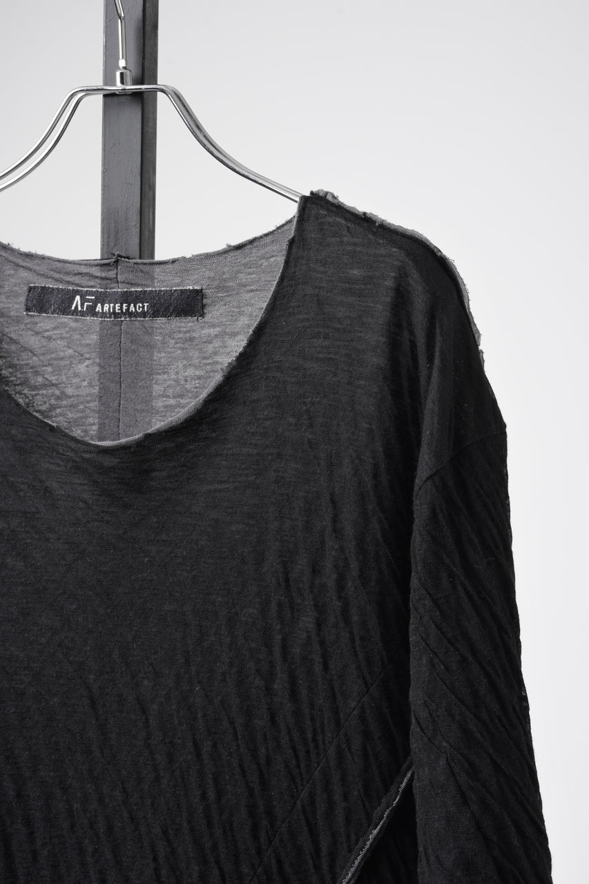 画像をギャラリービューアに読み込む, 【SAMPLE】A.F ARTEFACT EXPOSED SEAM RAW EDGE T-SHIRT / DOUBLEFACE BONDED JERSEY (BLACK)