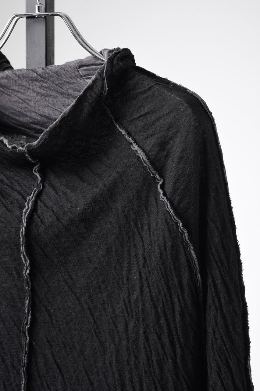 Load image into Gallery viewer, 【SAMPLE】A.F ARTEFACT EXPOSED SEAM RAW EDGE HOODED T-SHIRT / DOUBLEFACE BONDED JERSEY (BLACK)