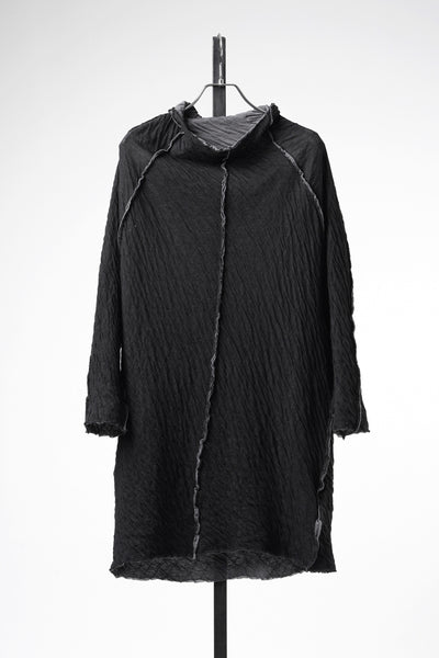 【SAMPLE】A.F ARTEFACT EXPOSED SEAM RAW EDGE HOODED T-SHIRT / DOUBLEFACE BONDED JERSEY (BLACK)