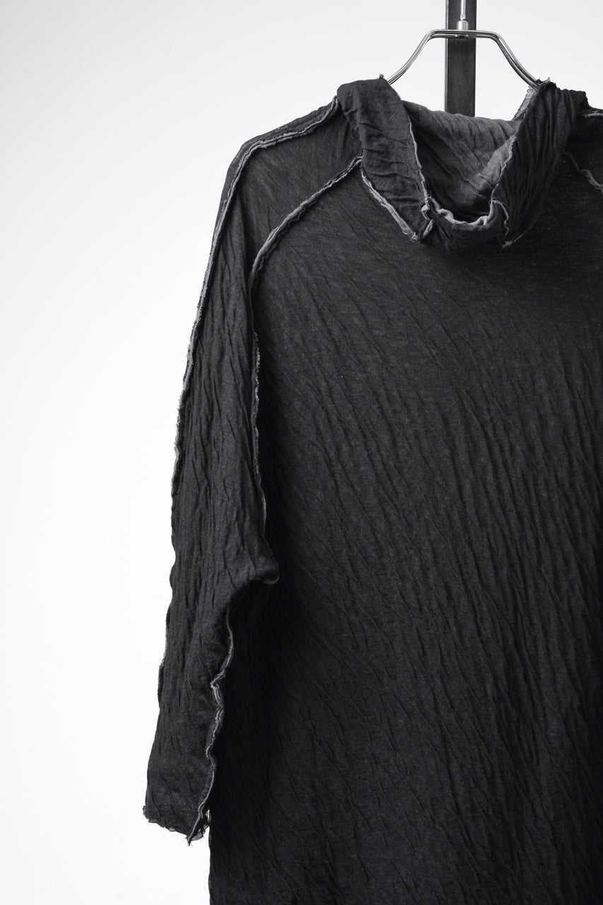 Load image into Gallery viewer, 【SAMPLE】A.F ARTEFACT EXPOSED SEAM RAW EDGE HOODED T-SHIRT / DOUBLEFACE BONDED JERSEY (BLACK)