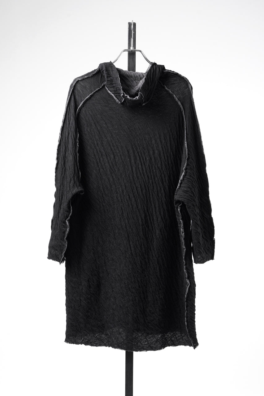 Load image into Gallery viewer, 【SAMPLE】A.F ARTEFACT EXPOSED SEAM RAW EDGE HOODED T-SHIRT / DOUBLEFACE BONDED JERSEY (BLACK)