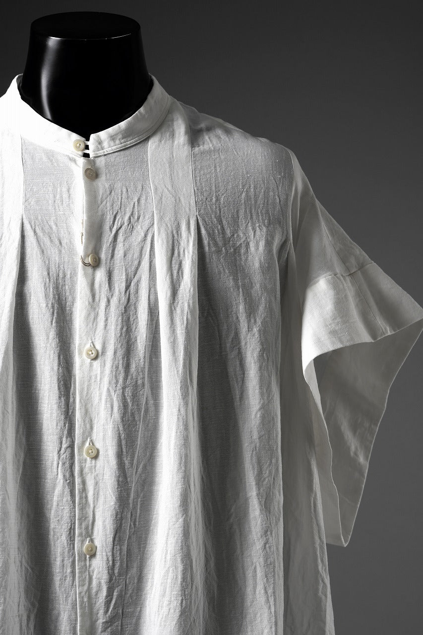 画像をギャラリービューアに読み込む, KLASICA "SH-046" KIMONO SLEEVE SQUARE SHIRTS / TRANSLUCENT VINTAGE FACE WEAVE (WHITE)