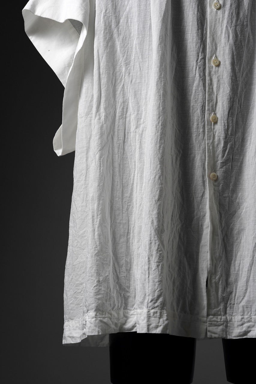 画像をギャラリービューアに読み込む, KLASICA "SH-046" KIMONO SLEEVE SQUARE SHIRTS / TRANSLUCENT VINTAGE FACE WEAVE (WHITE)