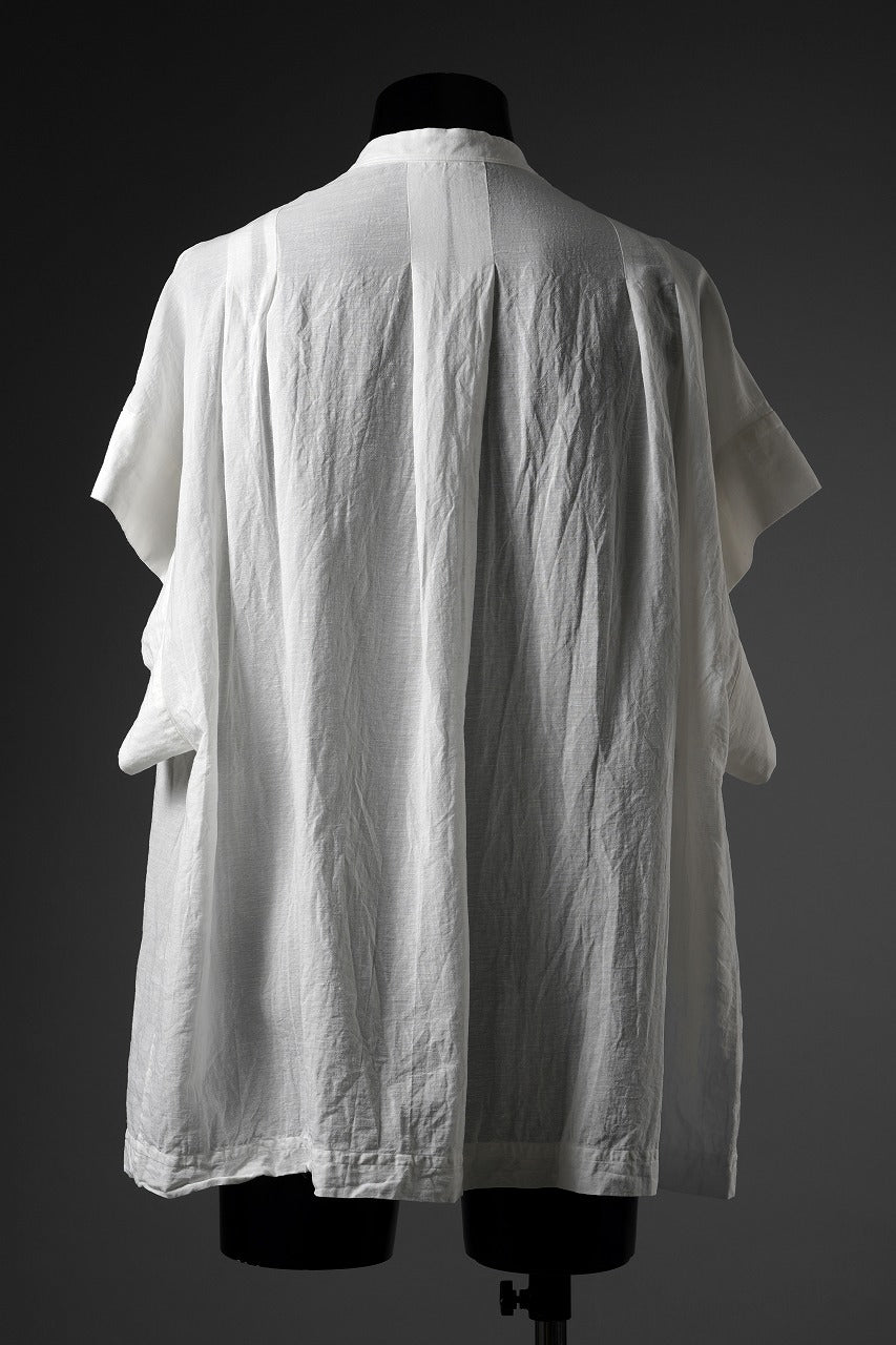 画像をギャラリービューアに読み込む, KLASICA "SH-046" KIMONO SLEEVE SQUARE SHIRTS / TRANSLUCENT VINTAGE FACE WEAVE (WHITE)