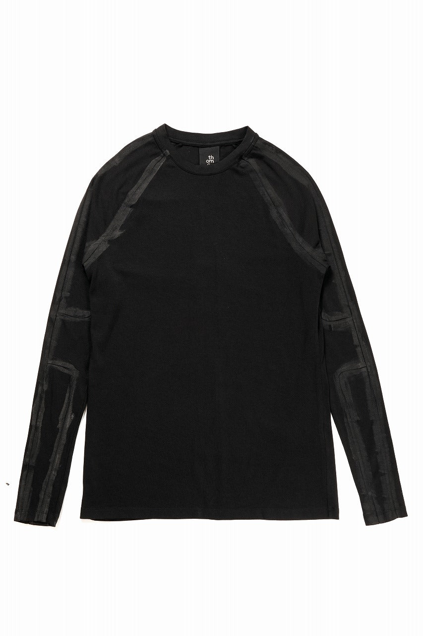 thom/krom HAND PAINTED LONG SLEEVE T-SHIRT / SOFT FLUFFY JERSEY (BLACK)