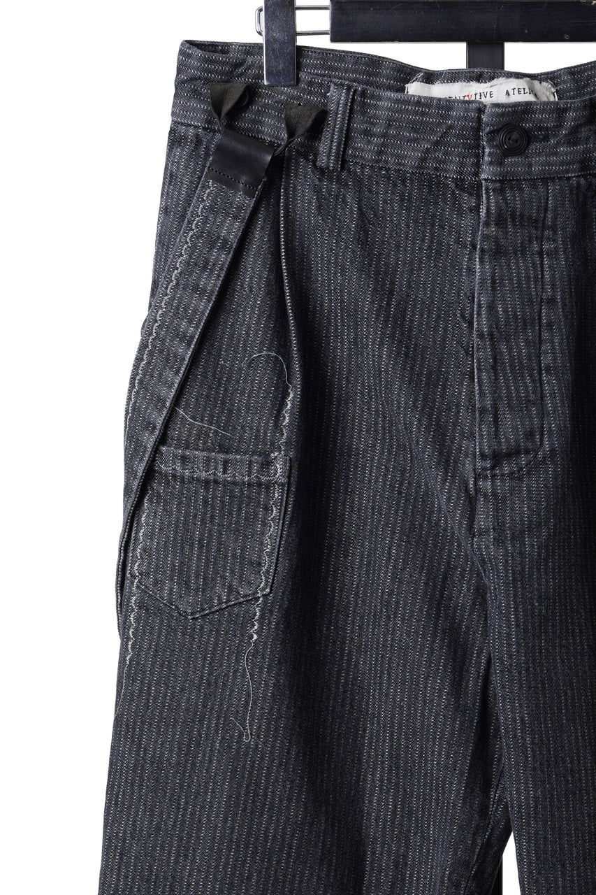 画像をギャラリービューアに読み込む, A TENTATIVE ATELIER exclusive George II PAINTER'S CROSS BAND PANTS (WASHED BLACK STRIPE)