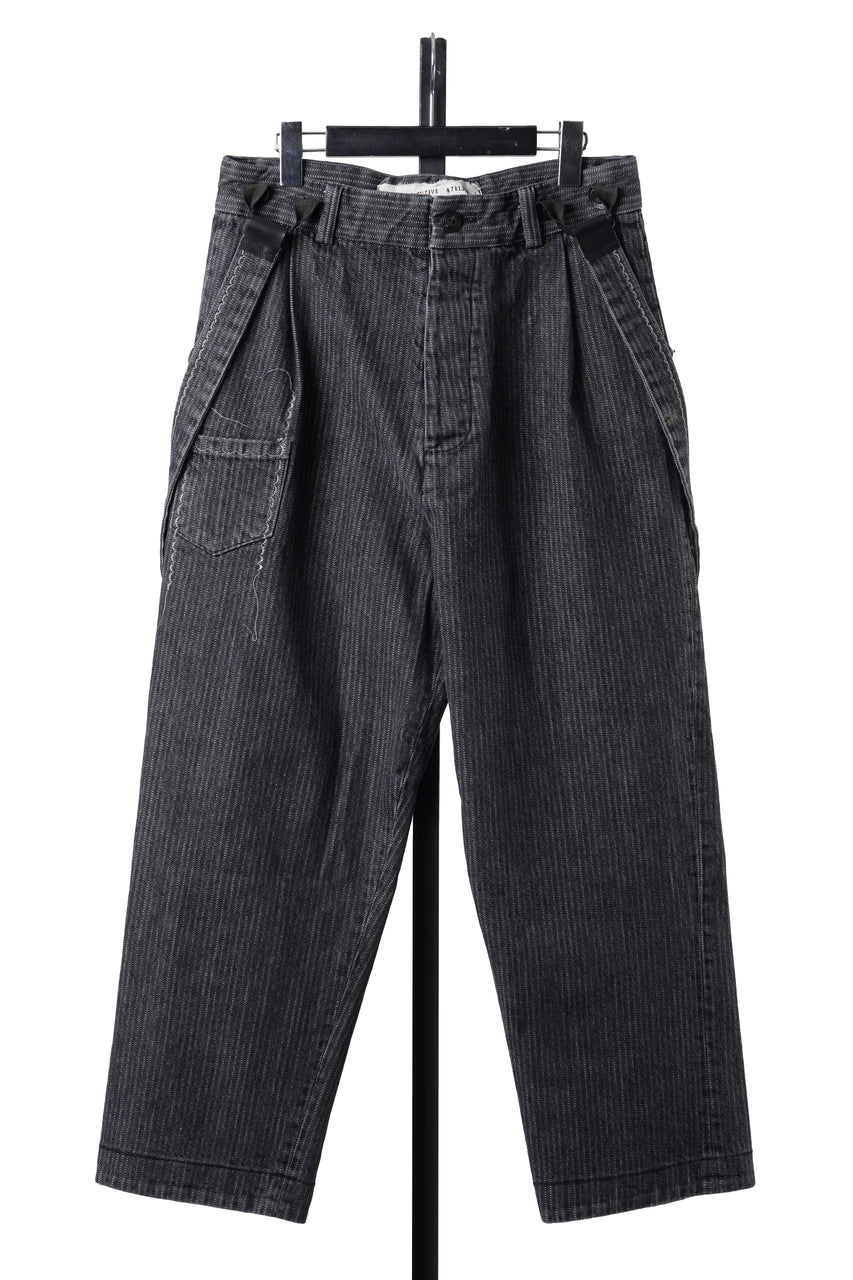画像をギャラリービューアに読み込む, A TENTATIVE ATELIER exclusive George II PAINTER'S CROSS BAND PANTS (WASHED BLACK STRIPE)