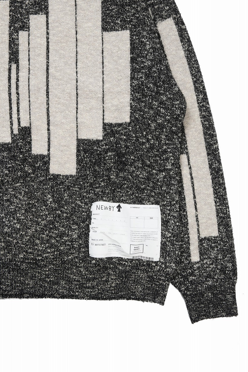 画像をギャラリービューアに読み込む, 【SAMPLE SALE】A.F ARTEFACT GEO PATTERN KNIT TOPS (GREY x BEIGE)