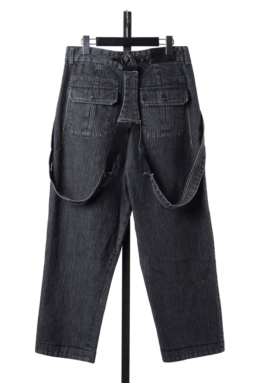 画像をギャラリービューアに読み込む, A TENTATIVE ATELIER exclusive George II PAINTER'S CROSS BAND PANTS (WASHED BLACK STRIPE)