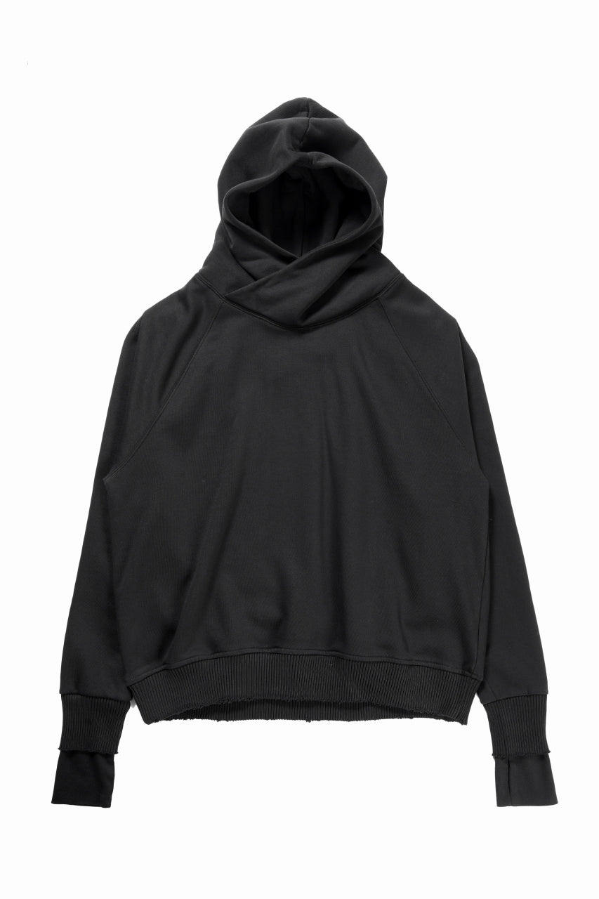 thom/krom RAGLAN SLEEVE HOODIE / SMOOTH SWEAT JERSEY (BLACK