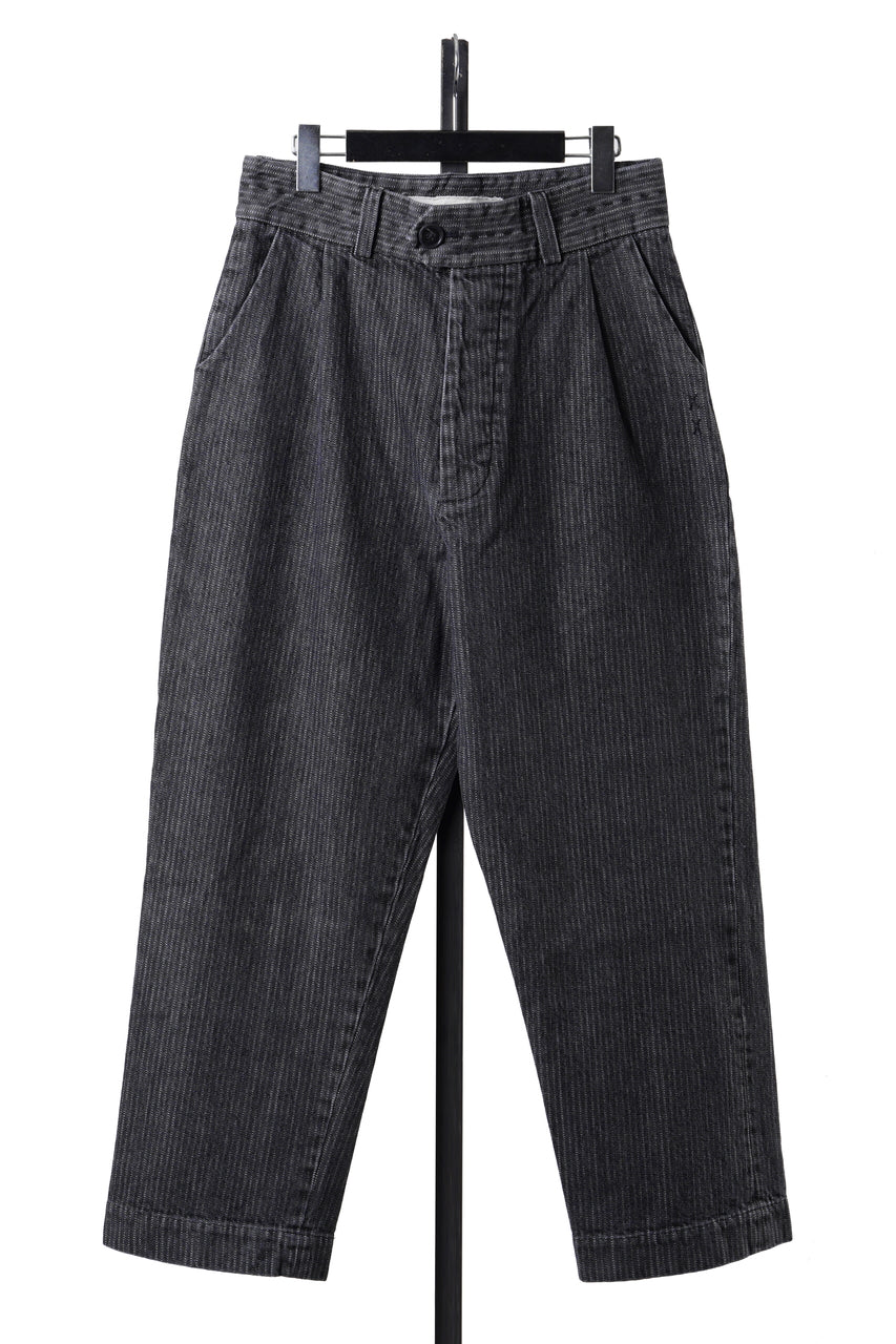 画像をギャラリービューアに読み込む, A TENTATIVE ATELIER exclusive Gysin HAND STITCHES BUCKLE PANTS (WASHED BLACK STRIPE)