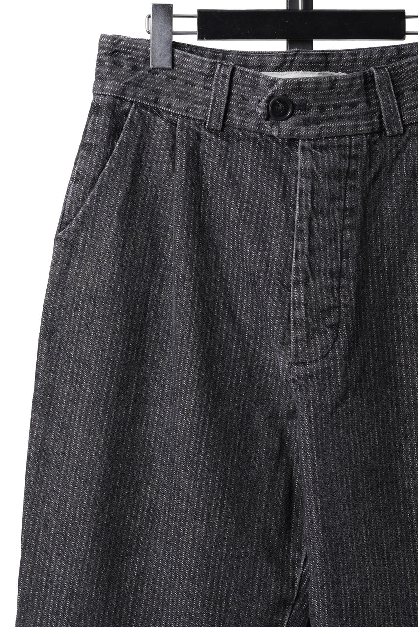 画像をギャラリービューアに読み込む, A TENTATIVE ATELIER exclusive Gysin HAND STITCHES BUCKLE PANTS (WASHED BLACK STRIPE)