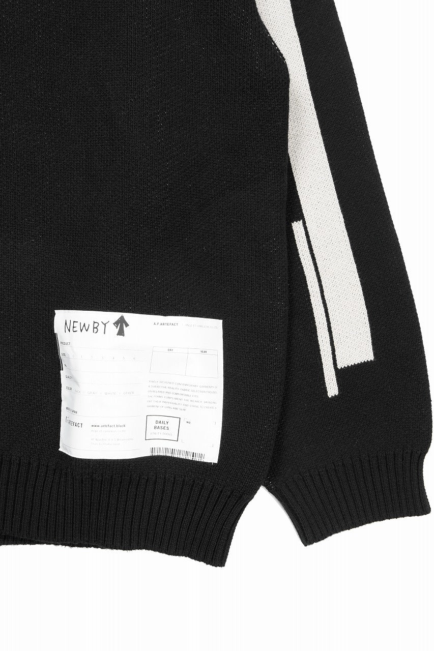 画像をギャラリービューアに読み込む, 【SAMPLE SALE】A.F ARTEFACT GEO PATTERN COTTON KNIT TOPS / (BLACK x IVORY)