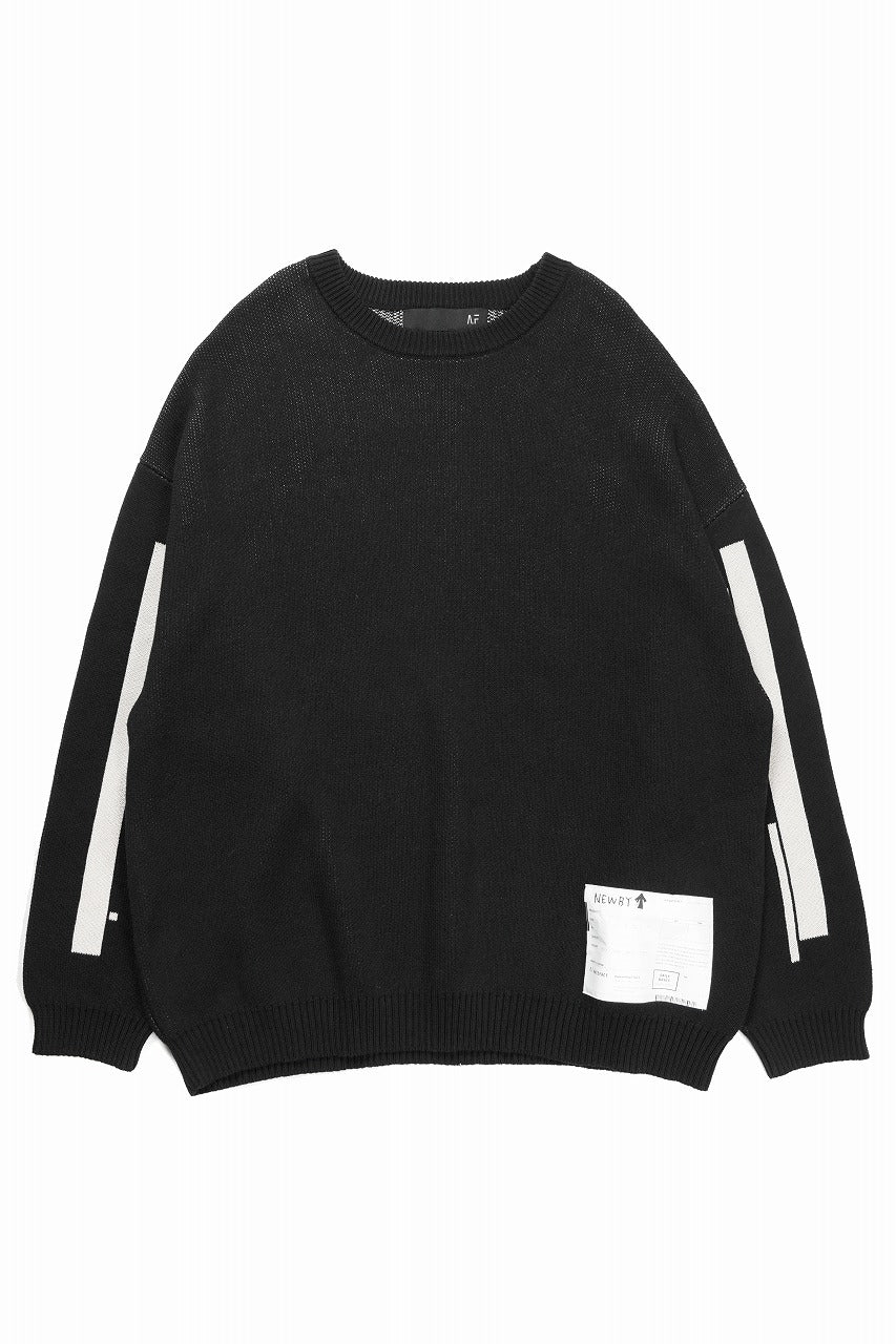 画像をギャラリービューアに読み込む, 【SAMPLE SALE】A.F ARTEFACT GEO PATTERN COTTON KNIT TOPS / (BLACK x IVORY)