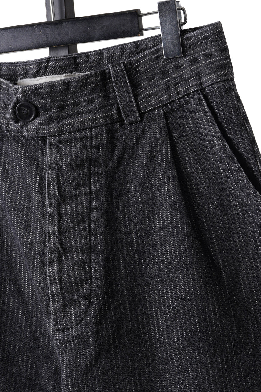 画像をギャラリービューアに読み込む, A TENTATIVE ATELIER exclusive Gysin HAND STITCHES BUCKLE PANTS (WASHED BLACK STRIPE)