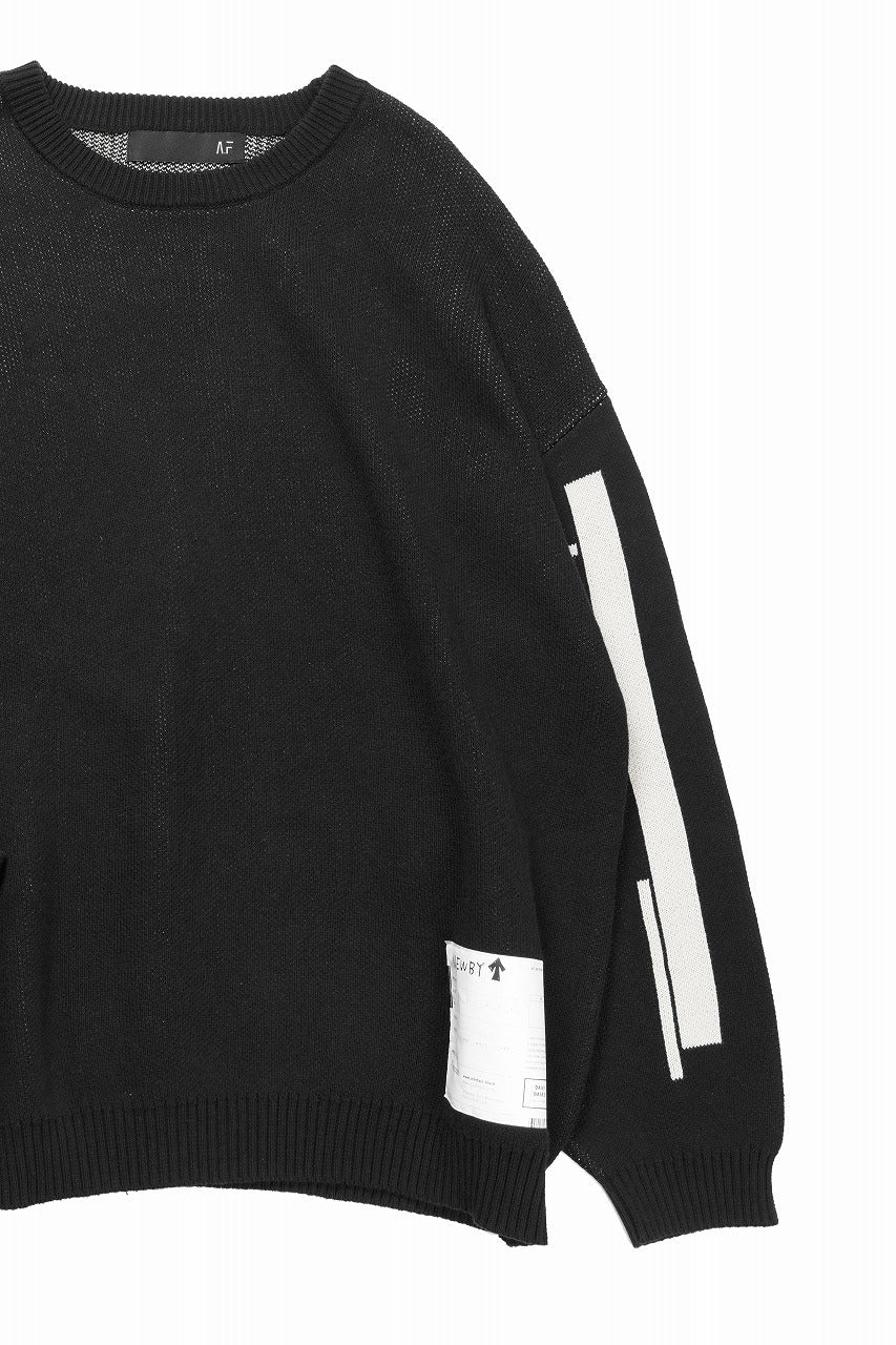 画像をギャラリービューアに読み込む, 【SAMPLE SALE】A.F ARTEFACT GEO PATTERN COTTON KNIT TOPS / (BLACK x IVORY)