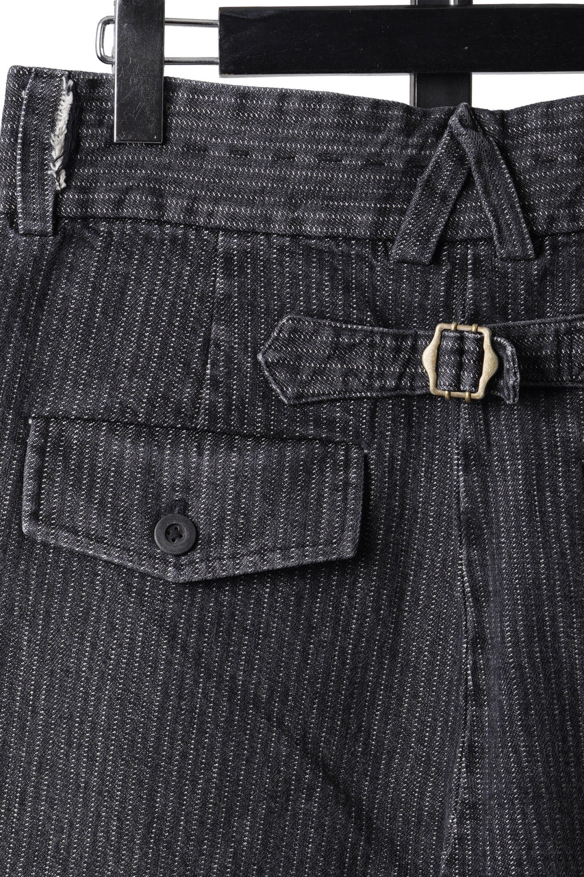 画像をギャラリービューアに読み込む, A TENTATIVE ATELIER exclusive Gysin HAND STITCHES BUCKLE PANTS (WASHED BLACK STRIPE)