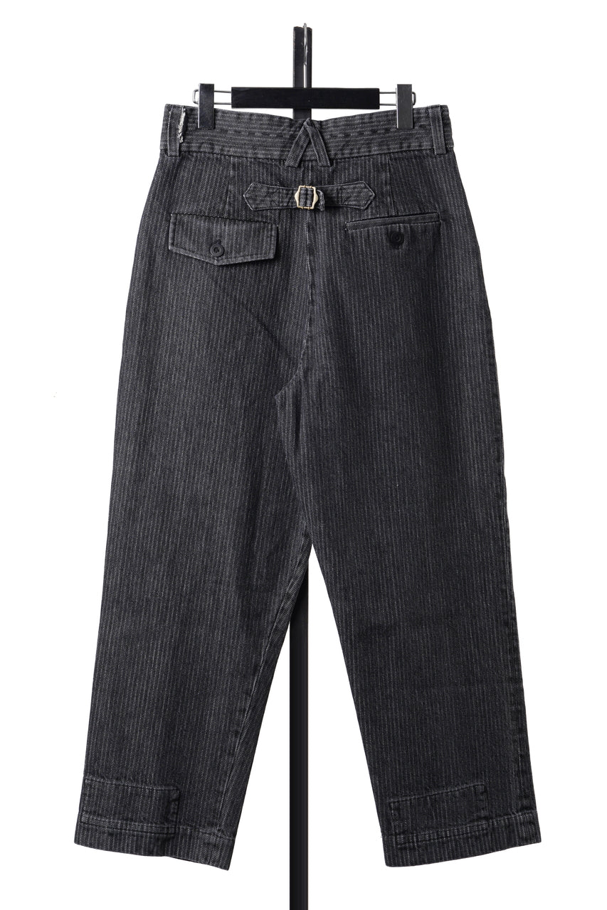 画像をギャラリービューアに読み込む, A TENTATIVE ATELIER exclusive Gysin HAND STITCHES BUCKLE PANTS (WASHED BLACK STRIPE)
