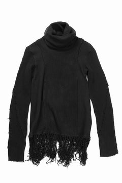 画像をギャラリービューアに読み込む, 【SAMPLE SALE】A.F ARTEFACT TURTLE NECK KNIT TOP with FRINGE / BREND WOOL (BLACK)