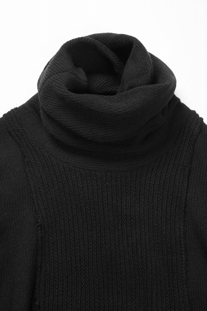 画像をギャラリービューアに読み込む, 【SAMPLE SALE】A.F ARTEFACT TURTLE NECK KNIT TOP with FRINGE / BREND WOOL (BLACK)