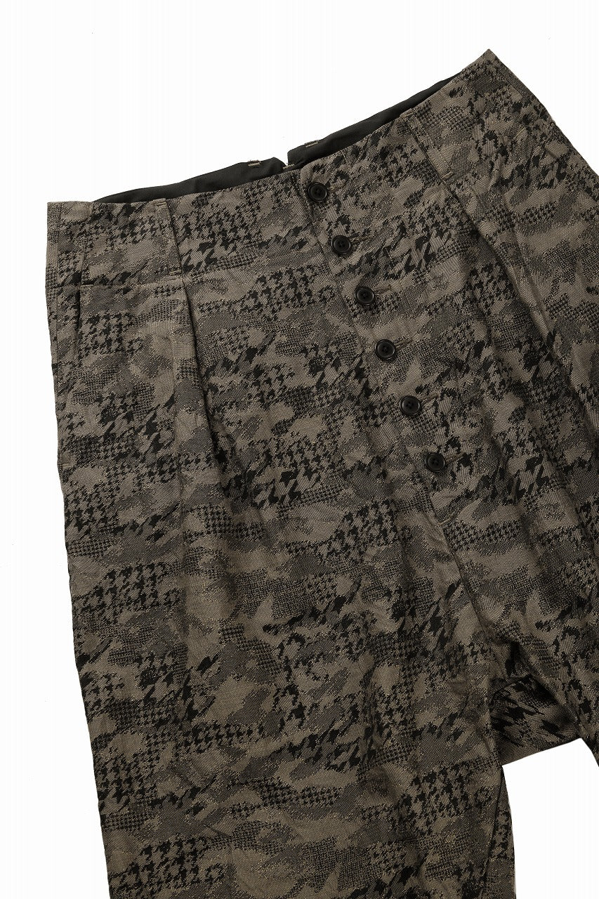 画像をギャラリービューアに読み込む, KLASICA "SABRON 66" RE CONSTRUCTED MID PANTS / BACK JACQUARD HOUND TOOTH CAMO (FOREST)