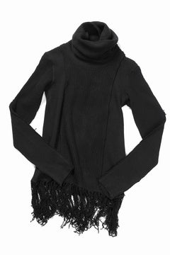 画像をギャラリービューアに読み込む, 【SAMPLE SALE】A.F ARTEFACT TURTLE NECK KNIT TOP with FRINGE / BREND WOOL (BLACK)