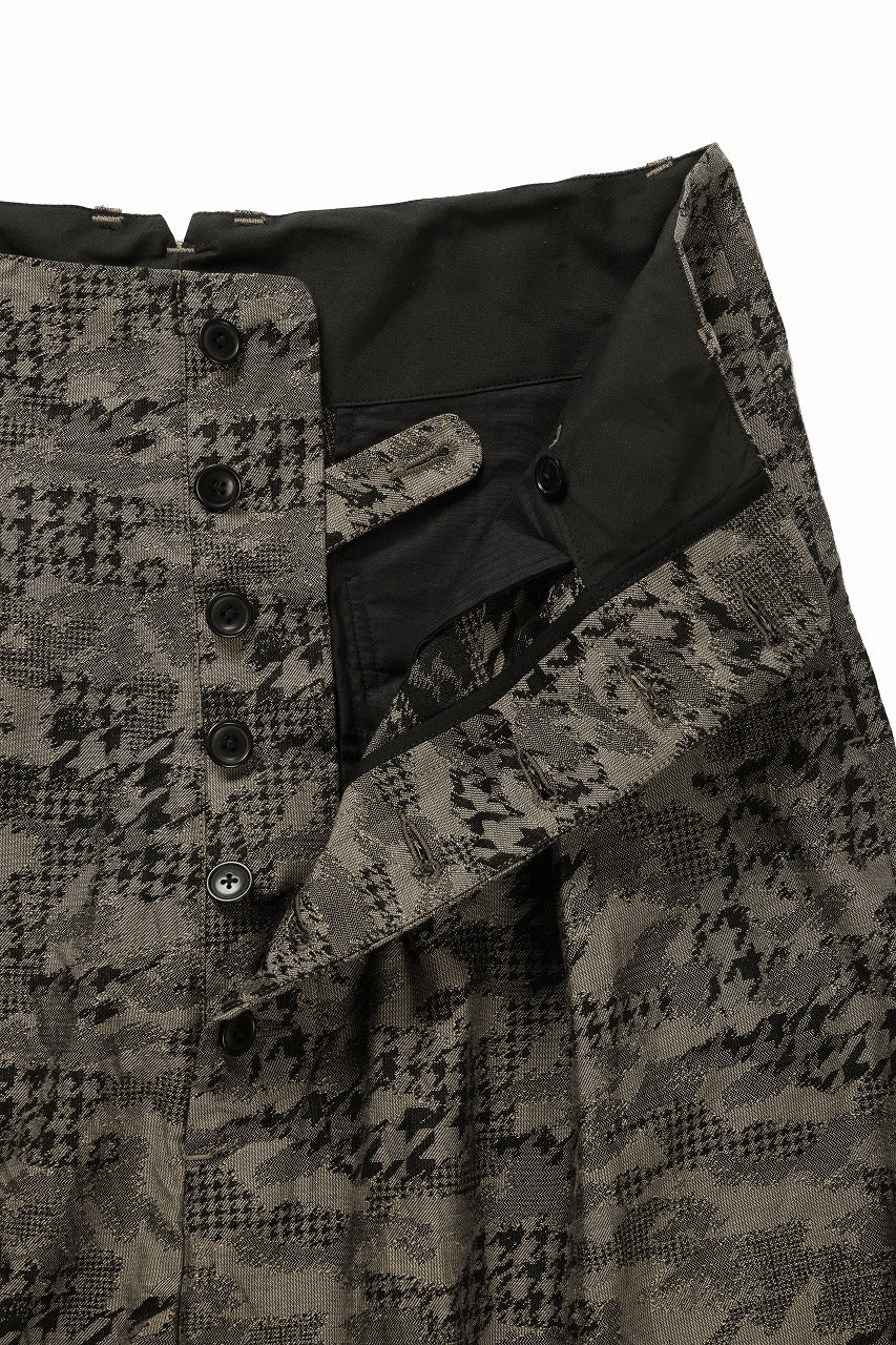 画像をギャラリービューアに読み込む, KLASICA "SABRON 66" RE CONSTRUCTED MID PANTS / BACK JACQUARD HOUND TOOTH CAMO (FOREST)