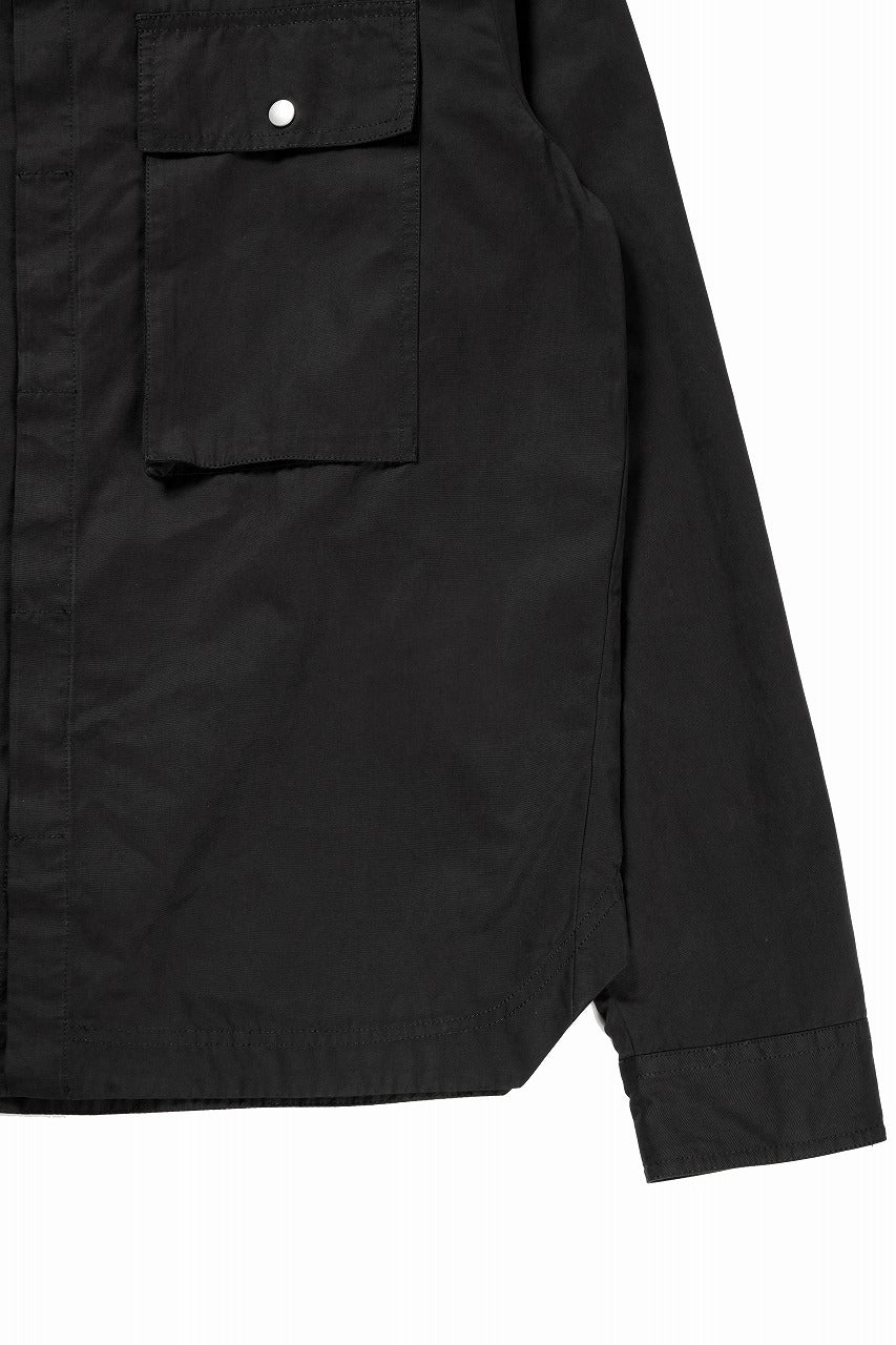 thom/krom FLAP CHEST POCKET SHIRT JACKET / PEACHED COTTON MIX (BLACK)