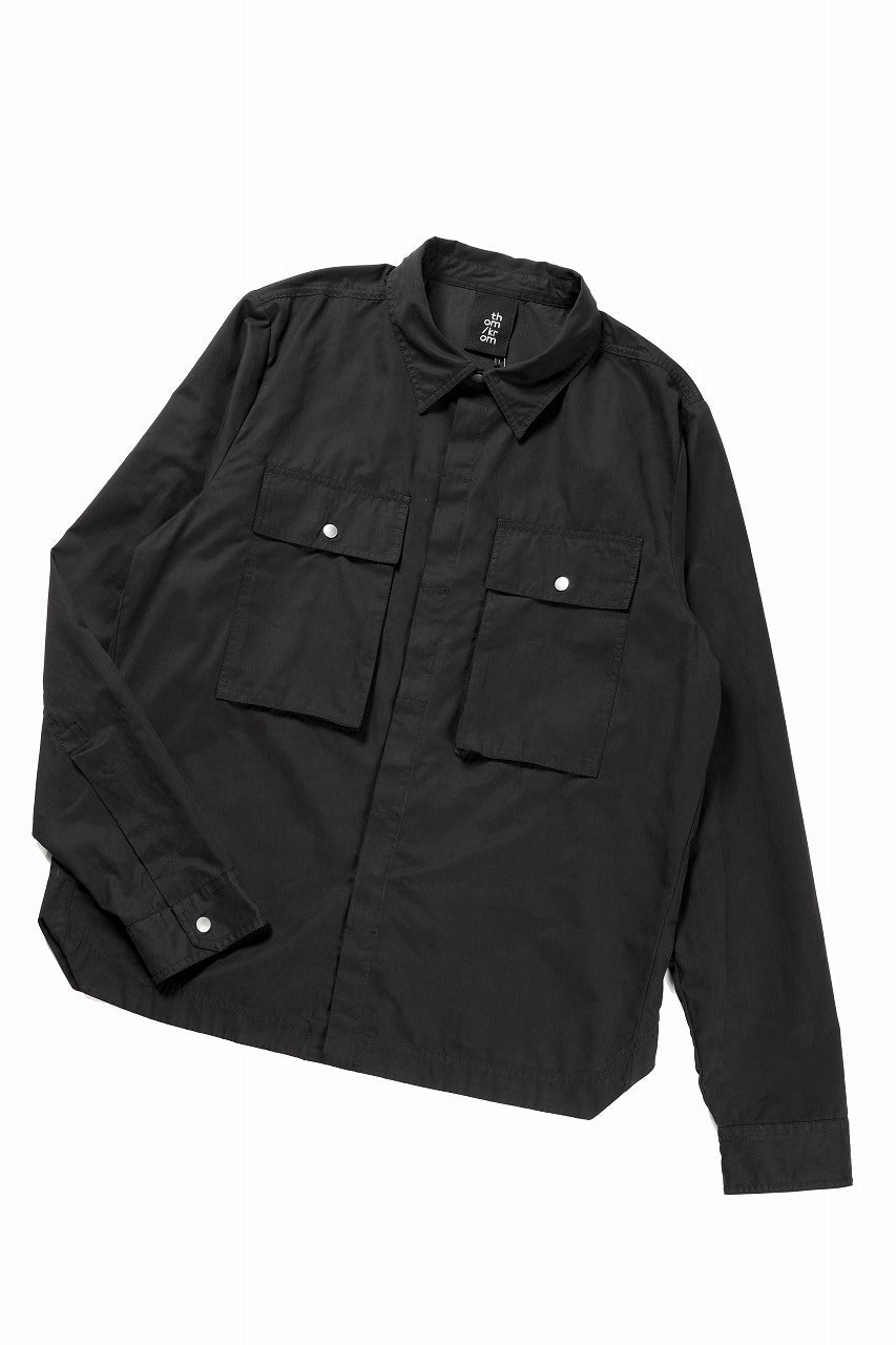 thom/krom FLAP CHEST POCKET SHIRT JACKET / PEACHED COTTON MIX (BLACK)
