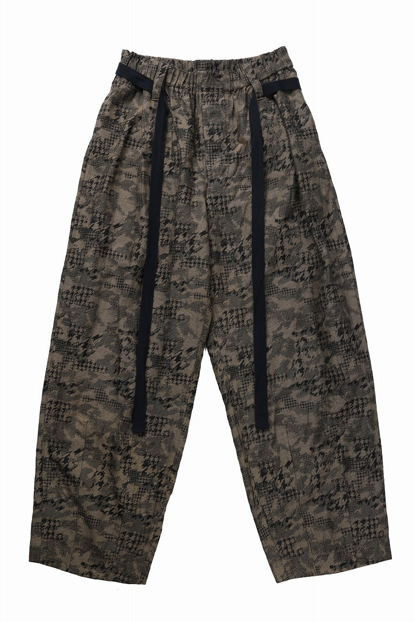 画像をギャラリービューアに読み込む, KLASICA "OVUM" EGG SHAPE EASY TROUSERS / BACK JACQUARD HOUND TOOTH CAMO (FOREST)