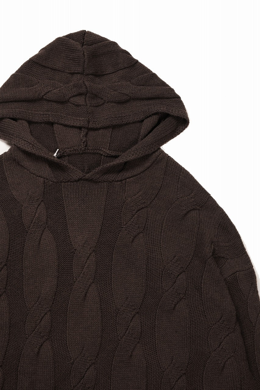 画像をギャラリービューアに読み込む, 【SAMPLE SALE】A.F ARTEFACT CABLE KNIT HOODIE / OVER SIZED FIT (BROWN)