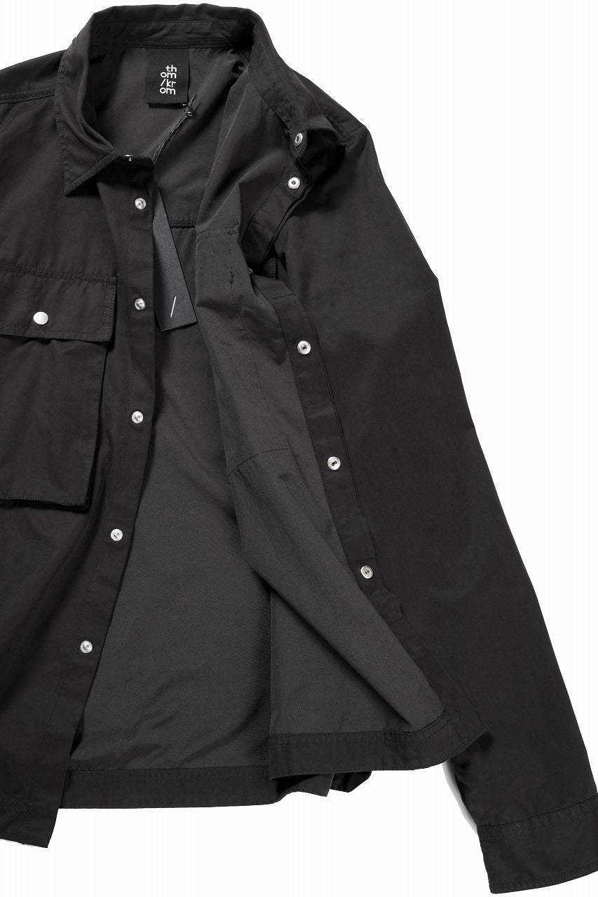 thom/krom FLAP CHEST POCKET SHIRT JACKET / PEACHED COTTON MIX (BLACK)